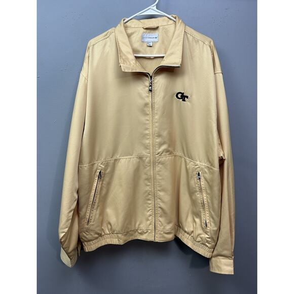 Georgia Tech Jacket Mens XL Cutter &‎ Buck Yellow Full zip pockets Embroidered - Picture 1 of 10